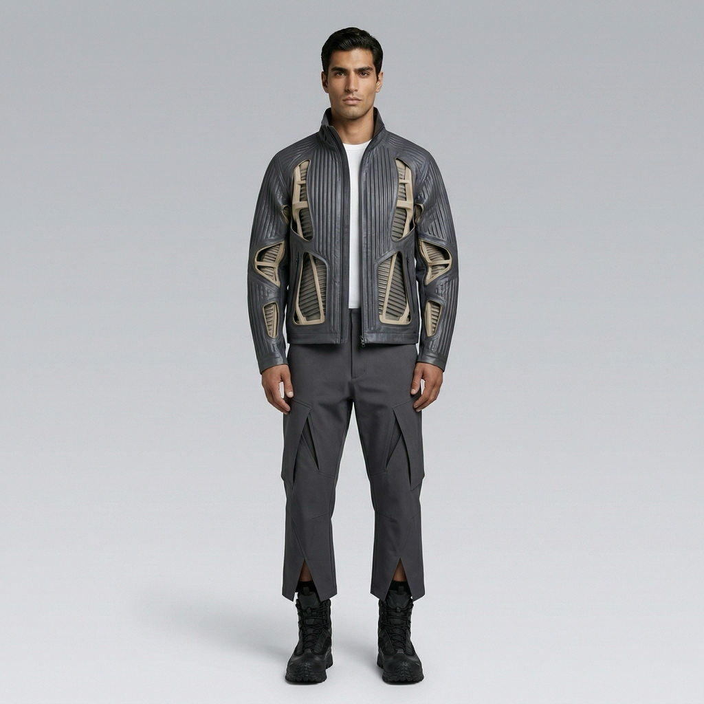 Men's Mixed-Media Graphic Jacket