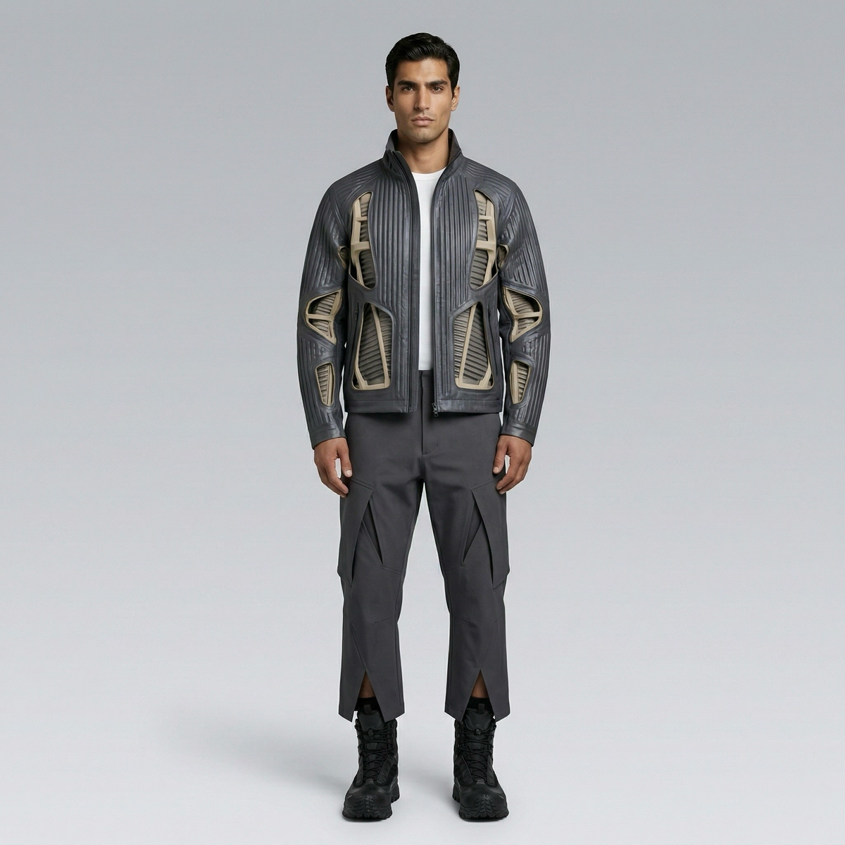 Men's Mixed-Media Graphic Jacket