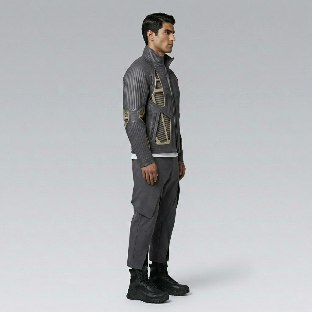Men's Mixed-Media Graphic Jacket