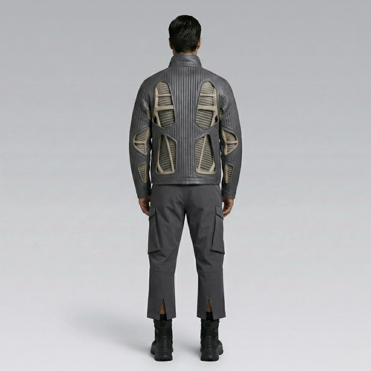 Men's Mixed-Media Graphic Jacket