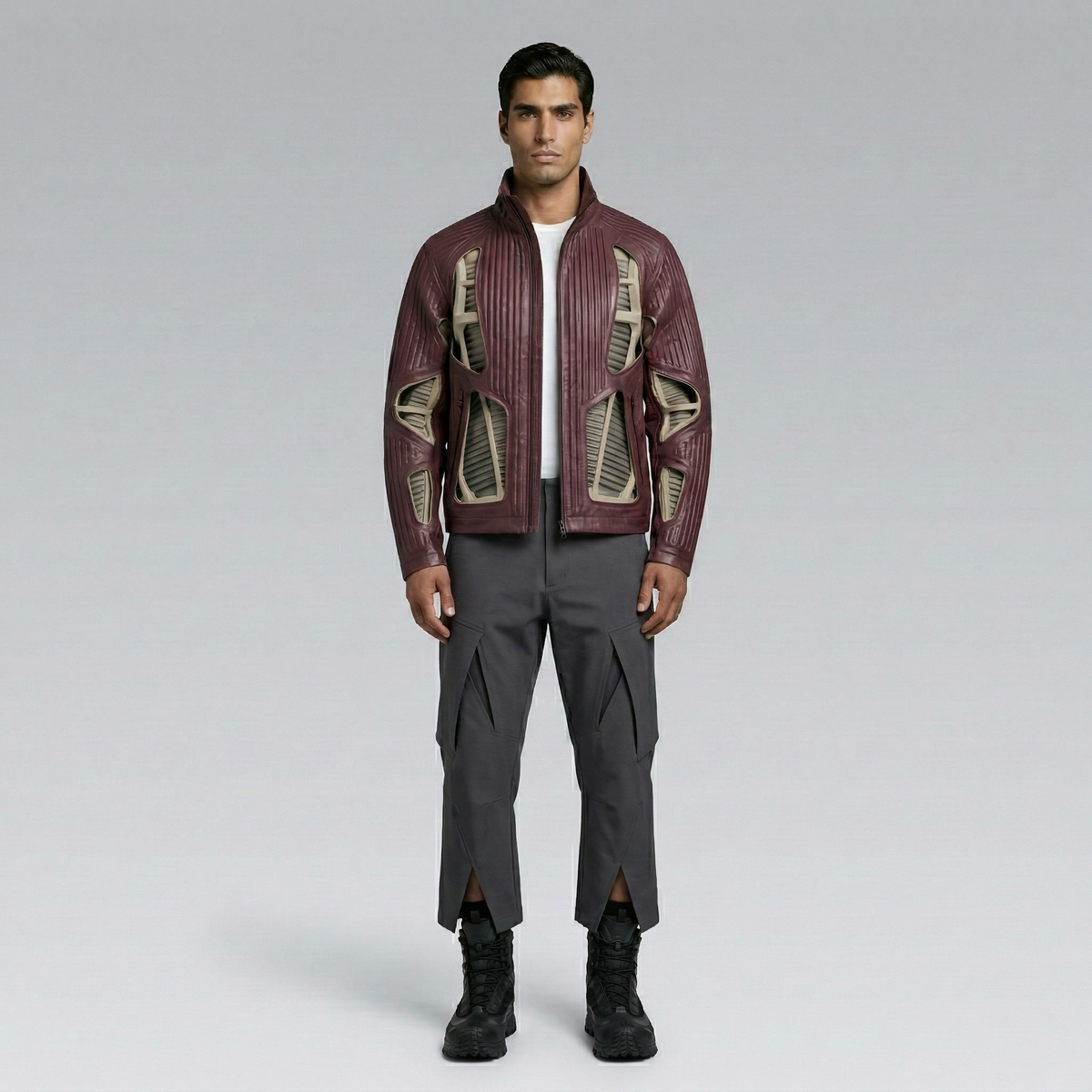 Men's Mixed-Media Graphic Jacket