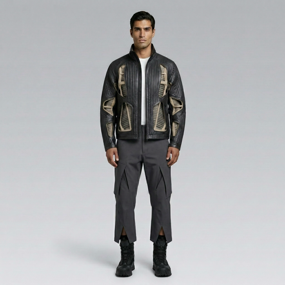 Men's Mixed-Media Graphic Jacket