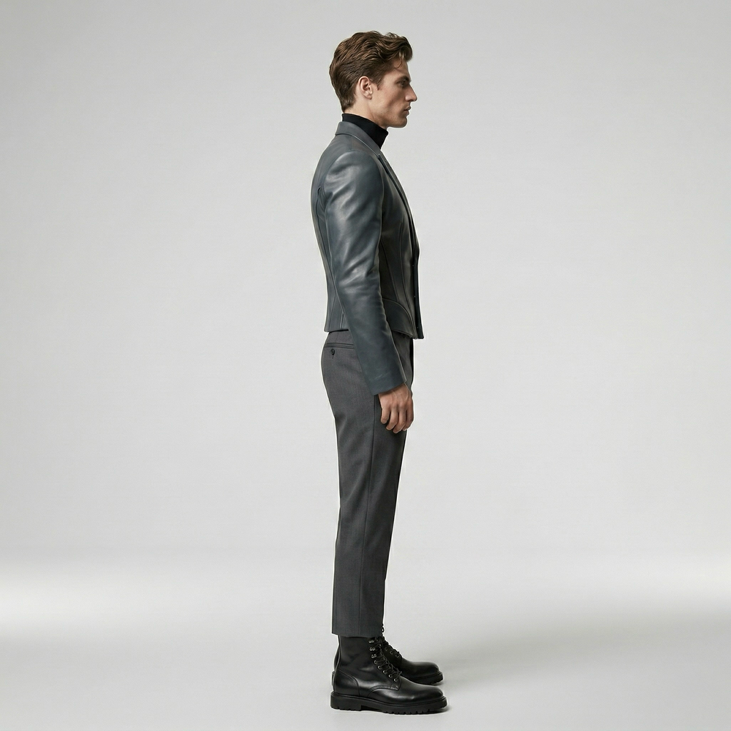 Men's Sculpted Faux-Leather Jacket