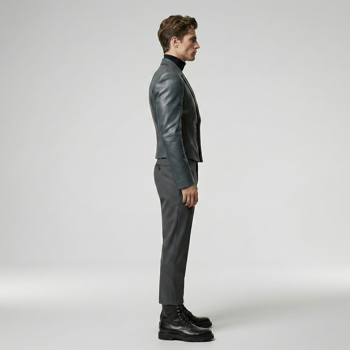 Men's Sculpted Faux-Leather Jacket