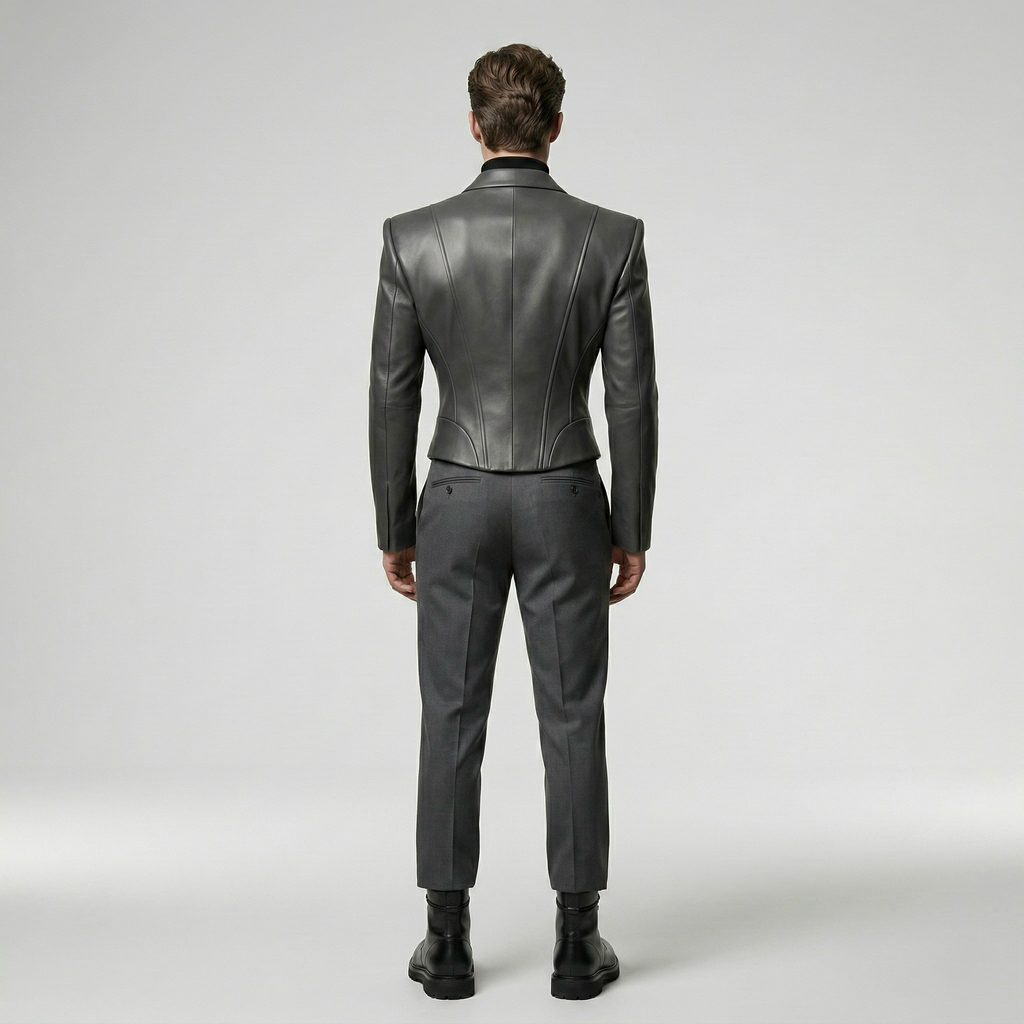 Men's Sculpted Faux-Leather Jacket