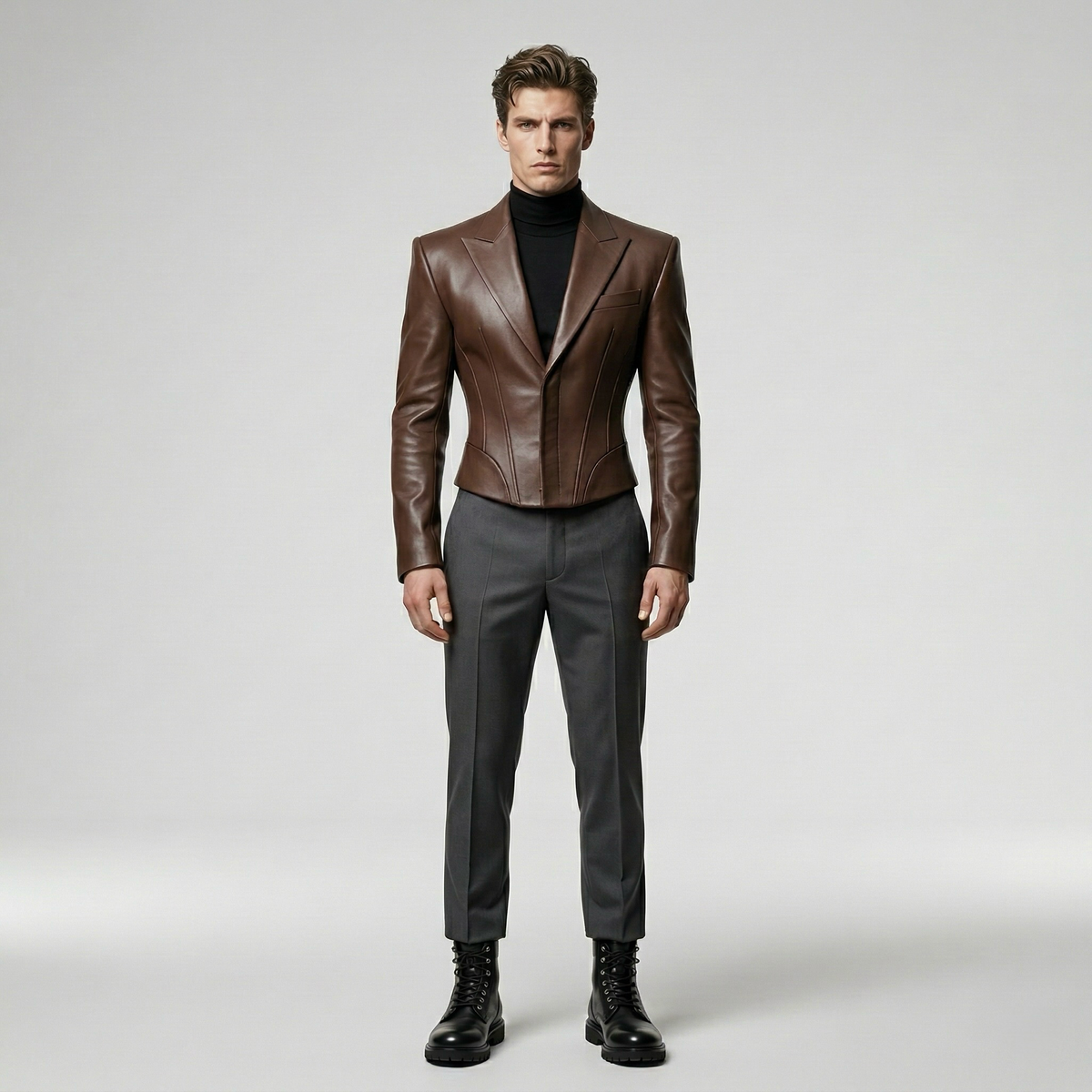 Men's Sculpted Faux-Leather Jacket