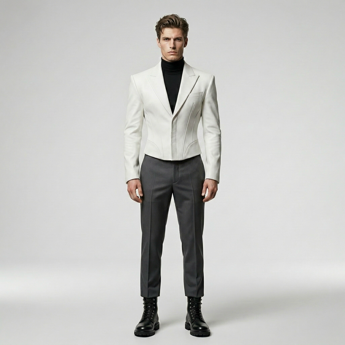 Men's Sculpted Faux-Leather Jacket