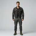 Men's Distressed Denim Utility Jacket