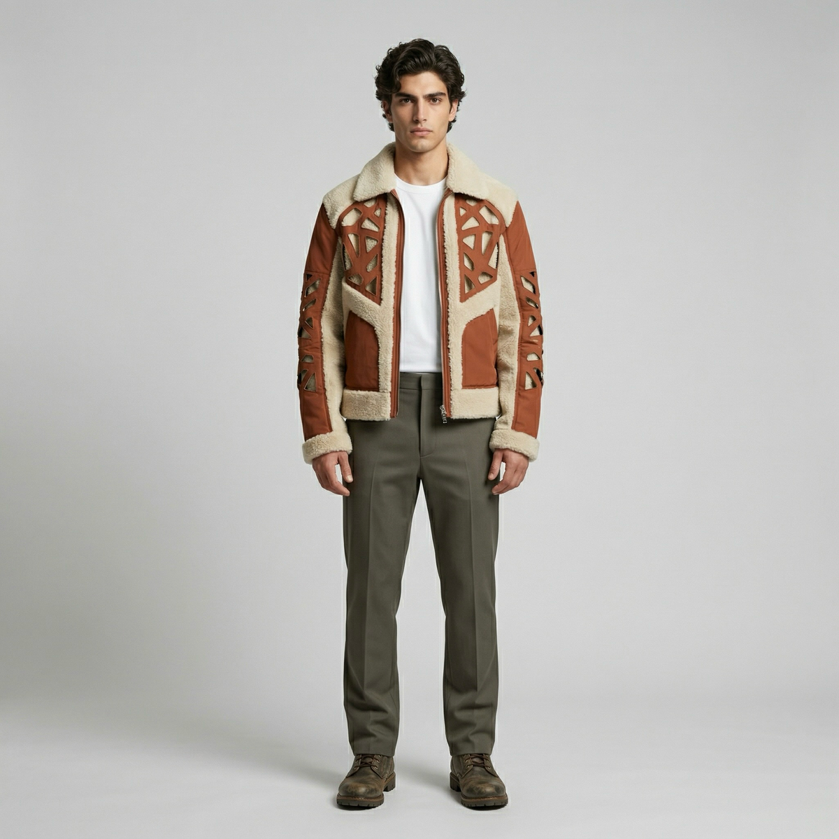 Men's Faux-Shearling Panel Jacket