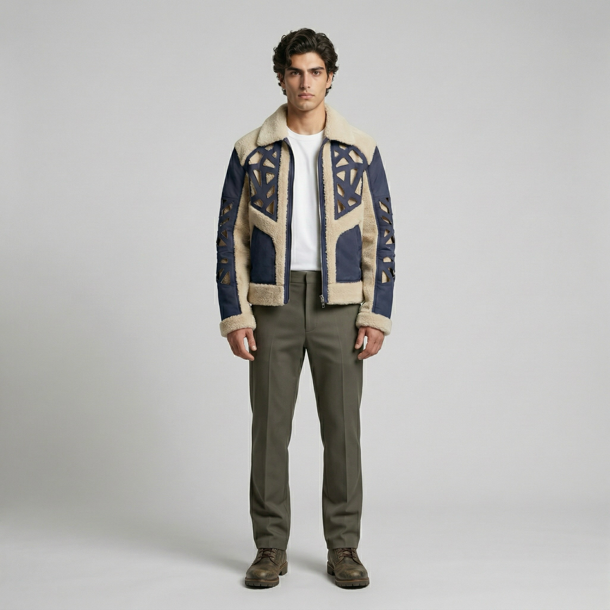 Men's Faux-Shearling Panel Jacket