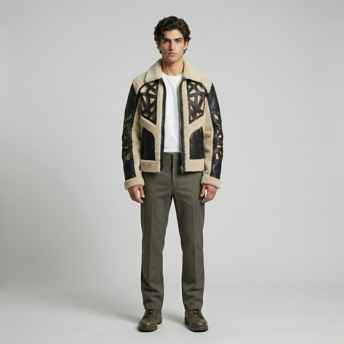 Men's Faux-Shearling Panel Jacket