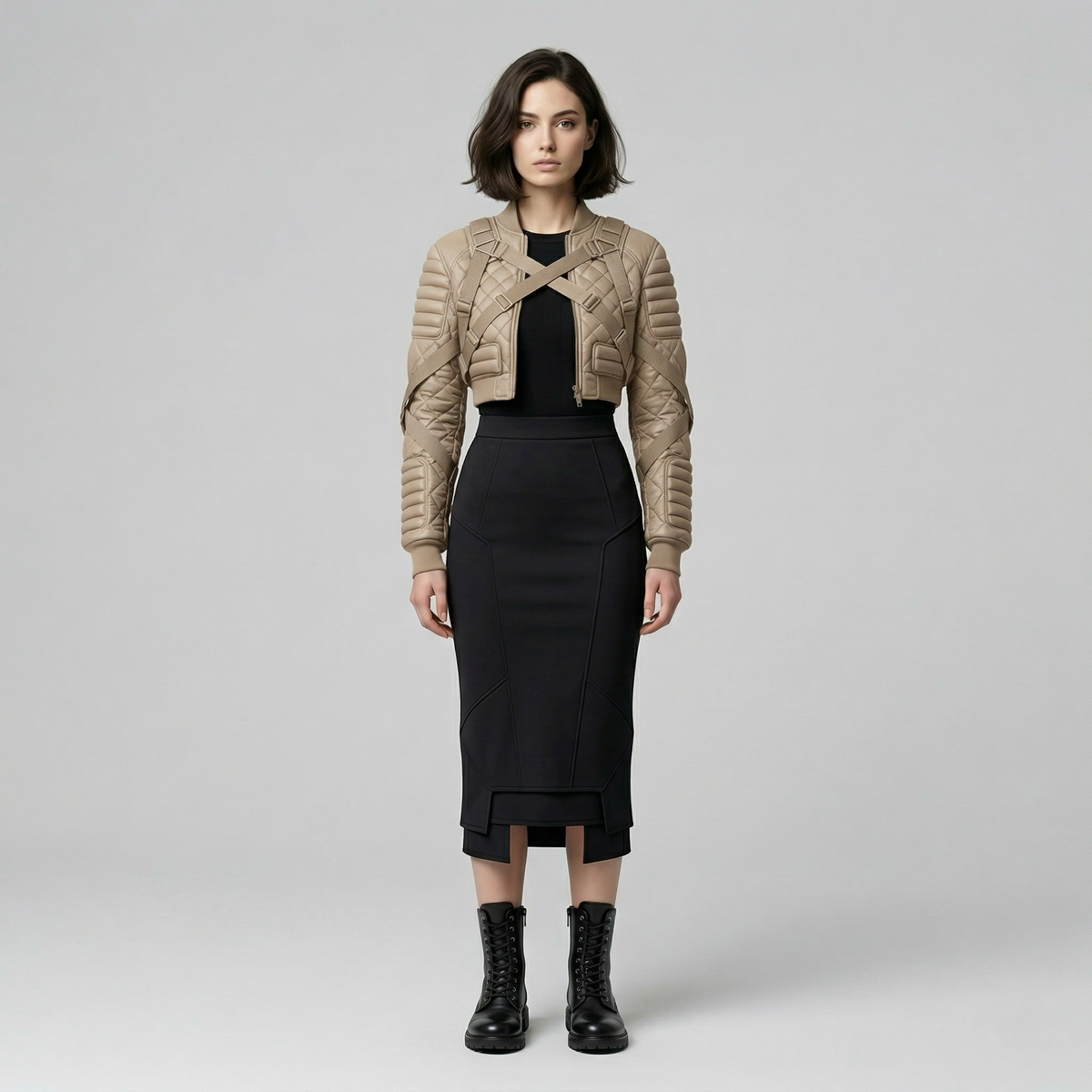 Women's Quilted Cropped Utility Jacket