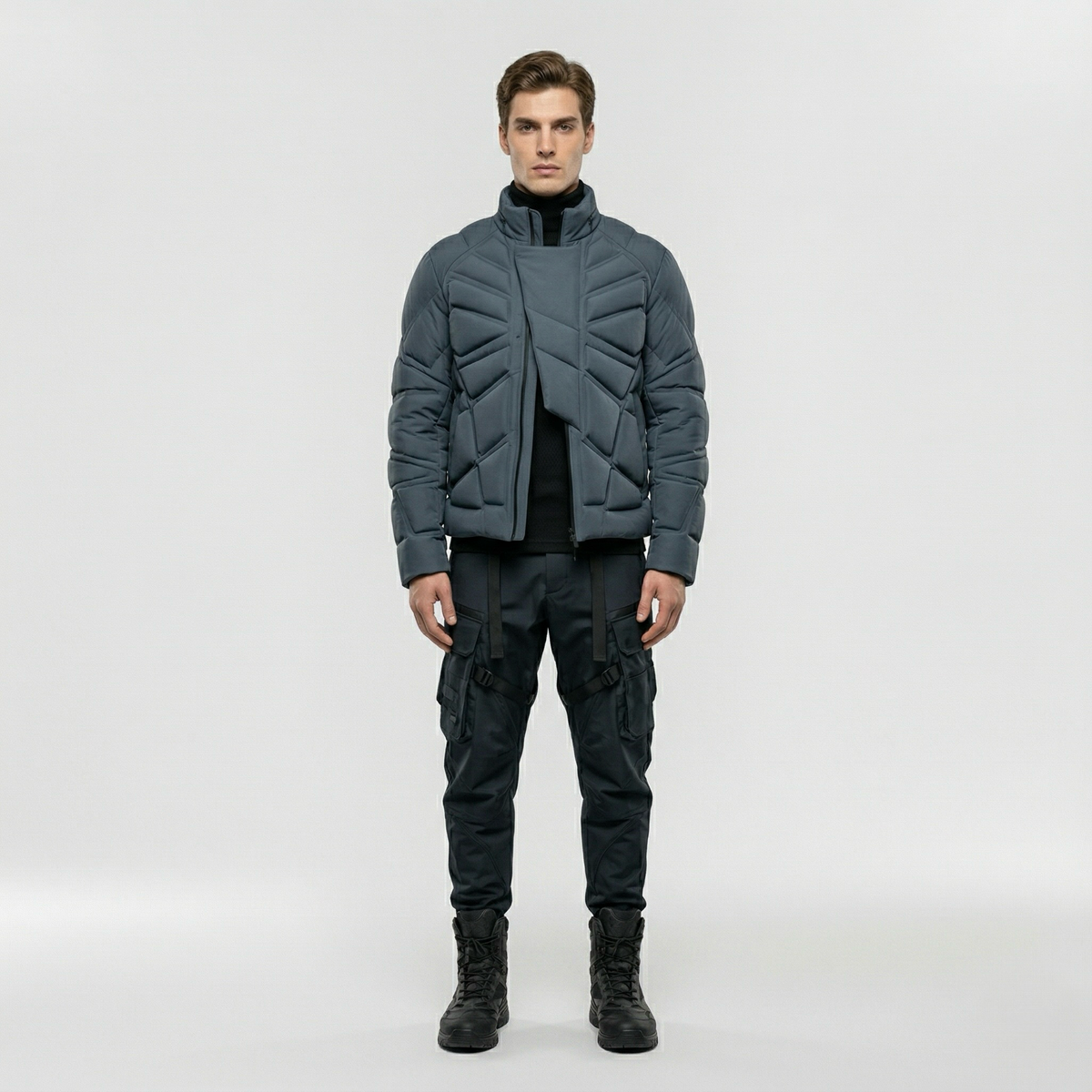 Men's Quilted Panel Utility Jacket