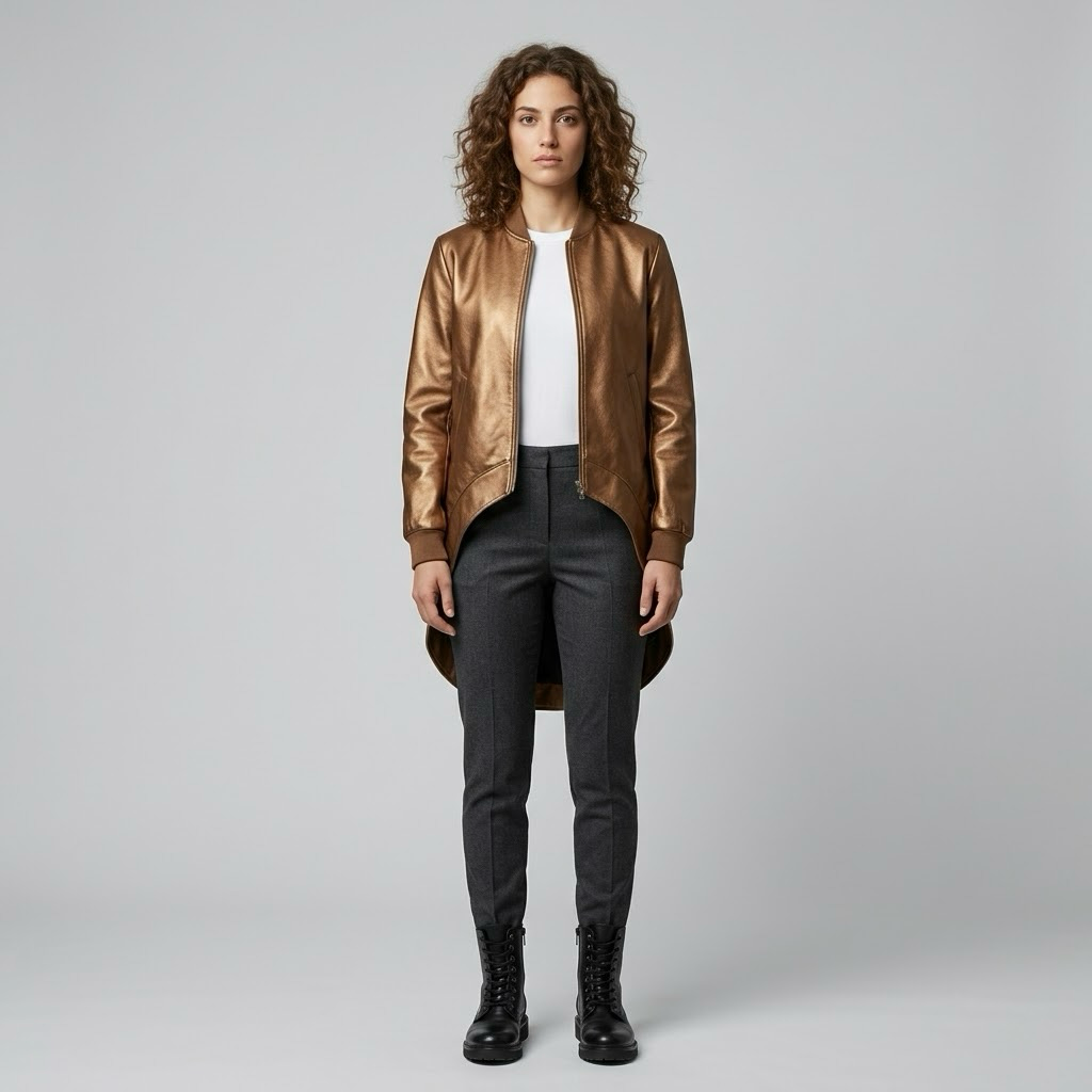 Women's Longline Asymmetric Bomber Jacket