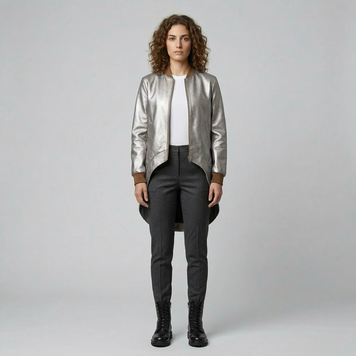 Women's Longline Asymmetric Bomber Jacket