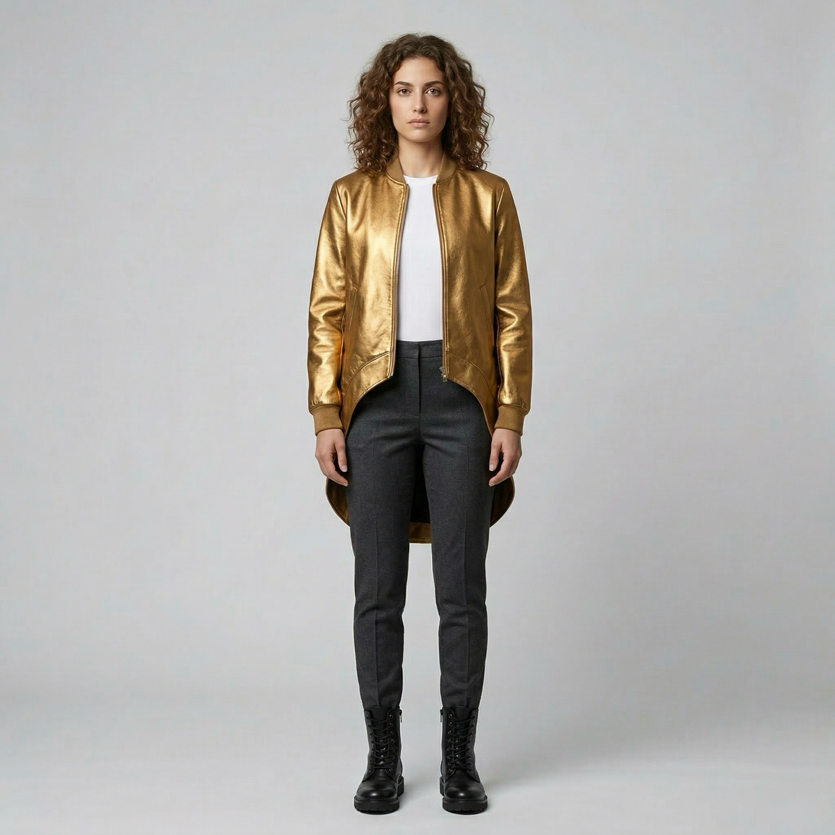 Women's Longline Asymmetric Bomber Jacket
