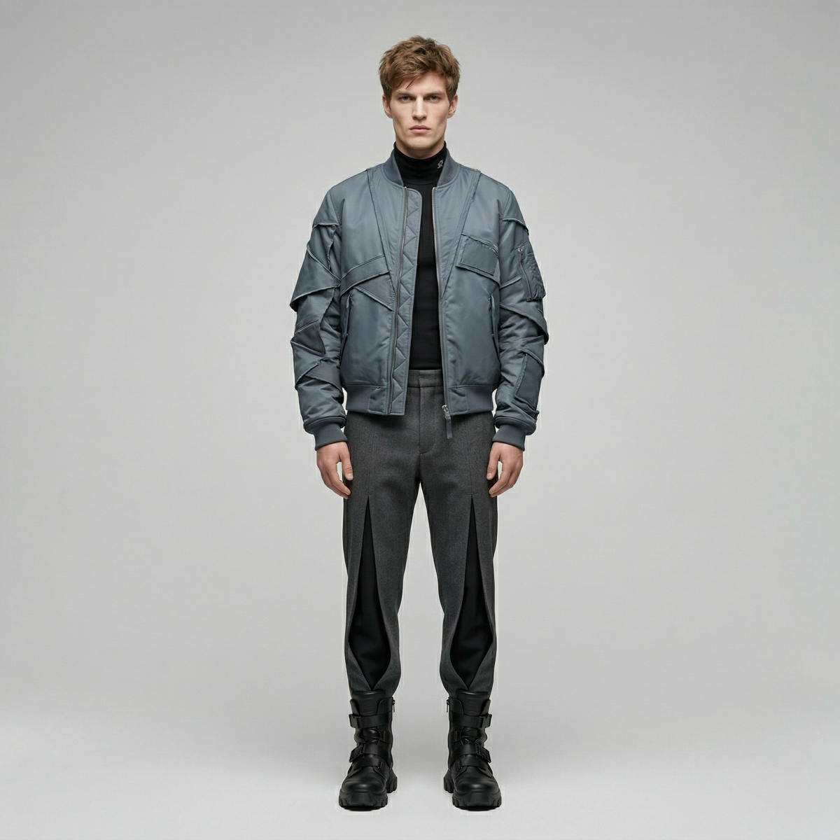 Men's Layered Utility Bomber Jacket