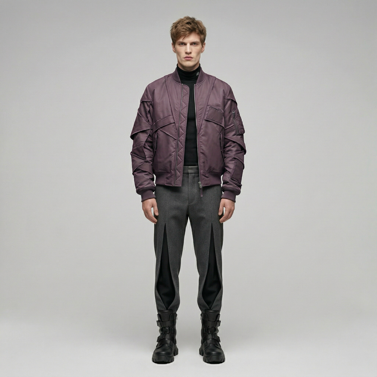 Men's Layered Utility Bomber Jacket