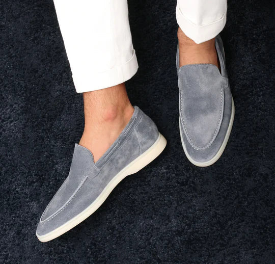 Men's Leather Slip-On Loafers - Classic Round Toe Comfort 0