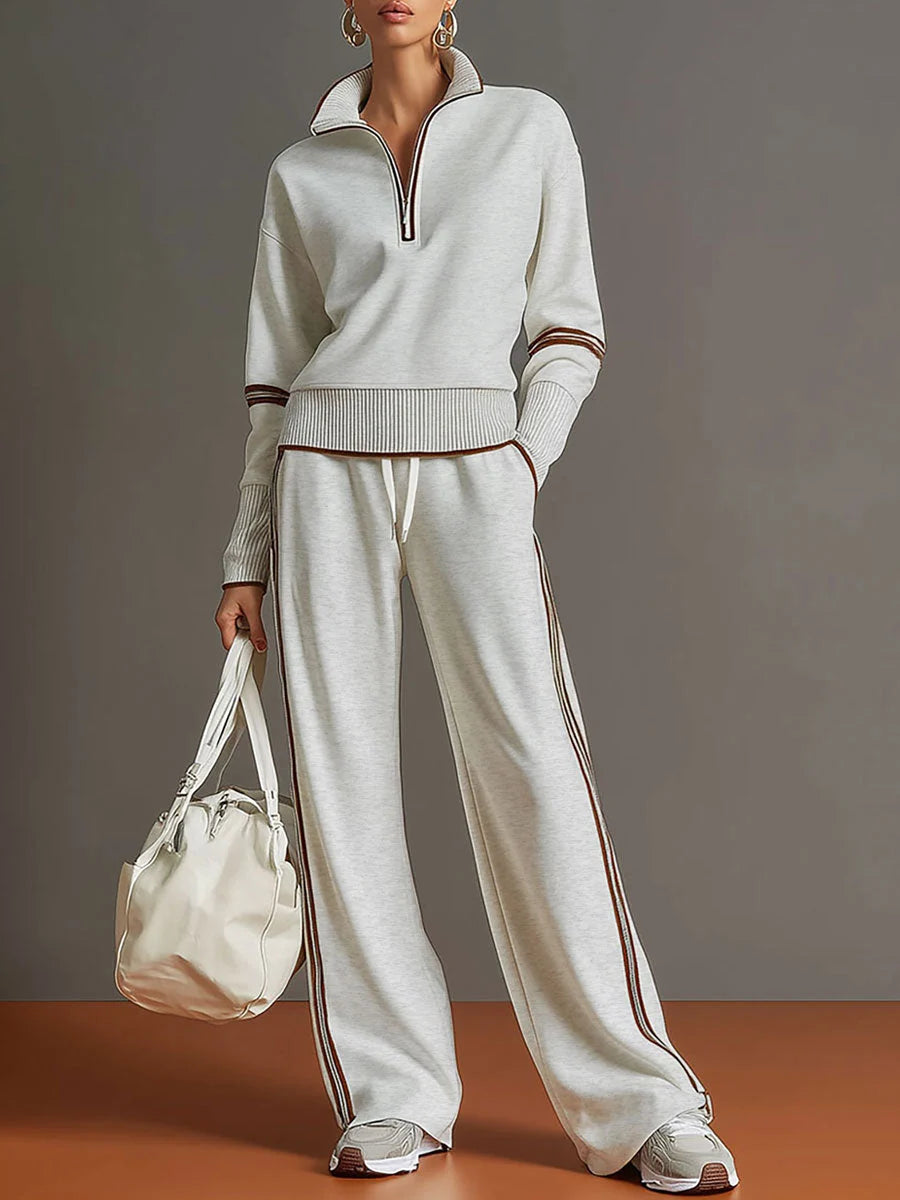 Relaxed Fit Women's Outfit: Blouse and Wide-Leg Pants Set 0