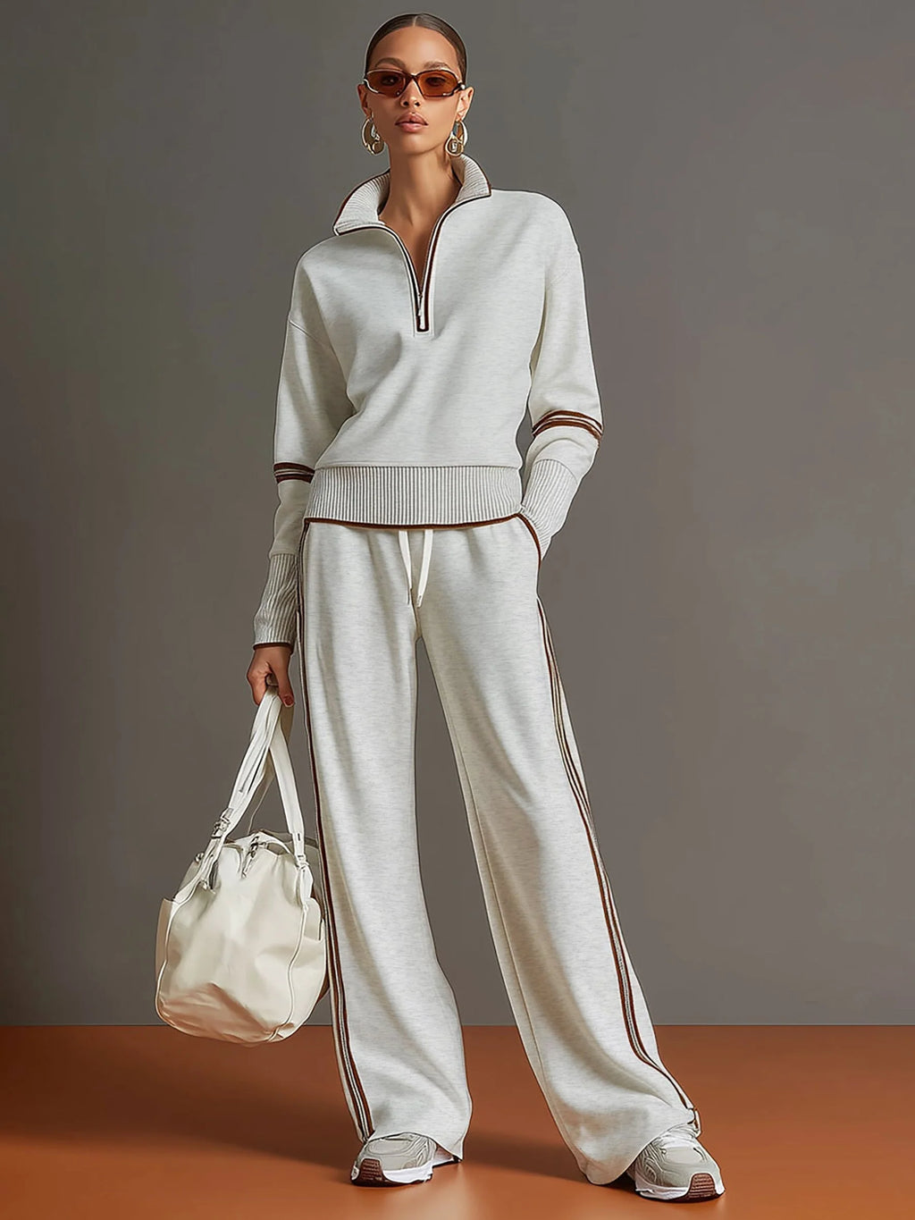 Relaxed Fit Women's Outfit: Blouse and Wide-Leg Pants Set 3
