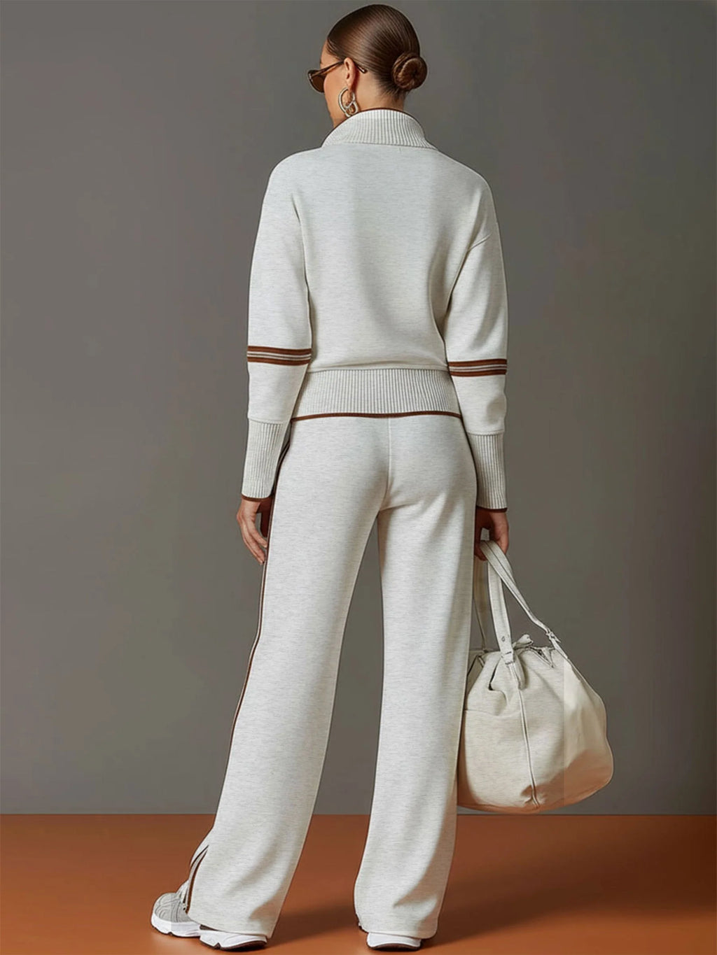 Relaxed Fit Women's Outfit: Blouse and Wide-Leg Pants Set 4