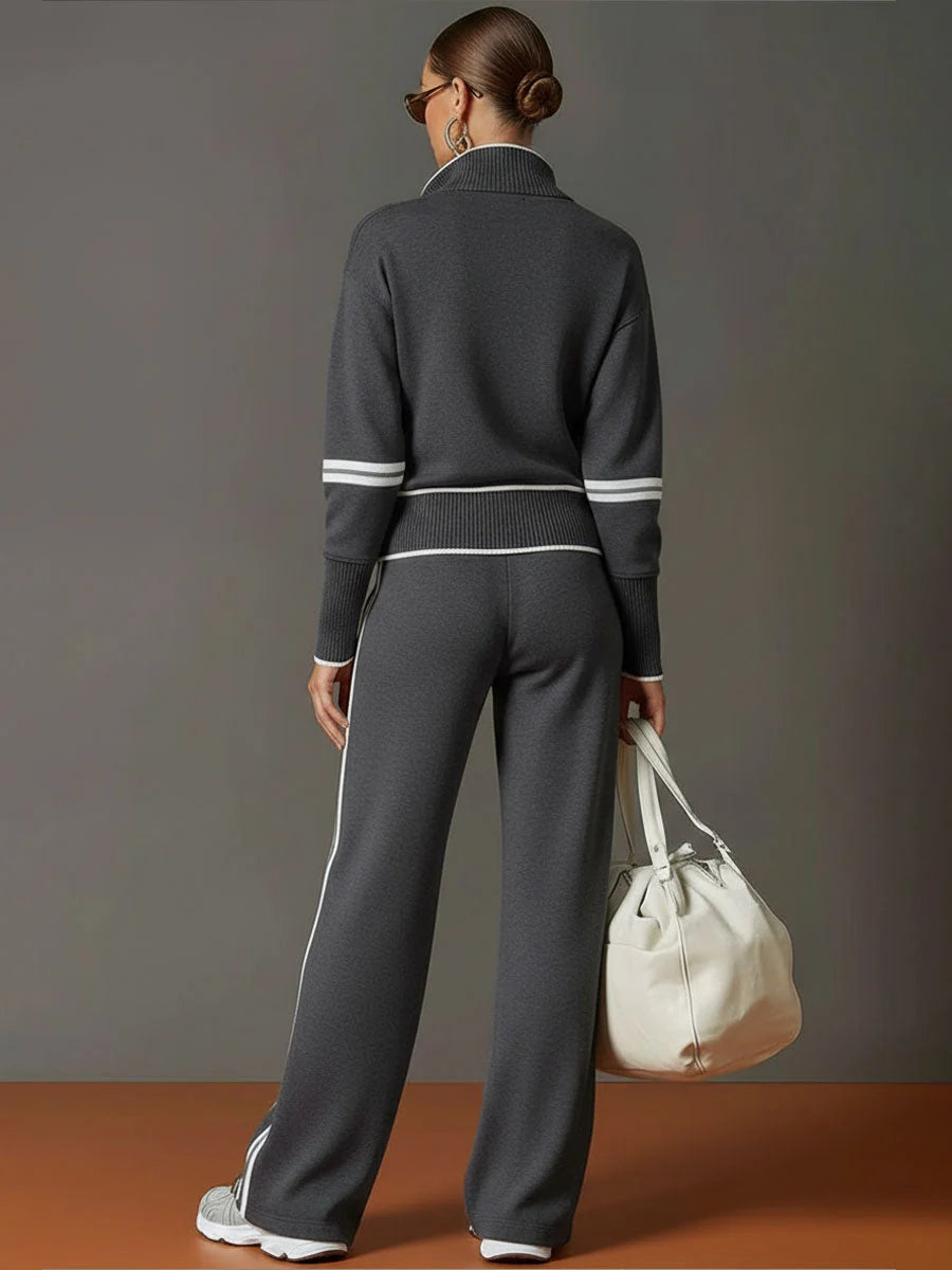Relaxed Fit Women's Outfit: Blouse and Wide-Leg Pants Set 6