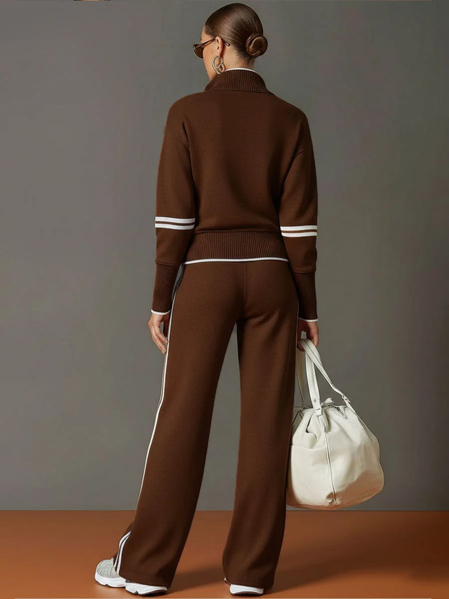 Relaxed Fit Women's Outfit: Blouse and Wide-Leg Pants Set 8