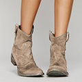 Vintage-Style Cowboy Ankle Boots with Embroidered Detail 0