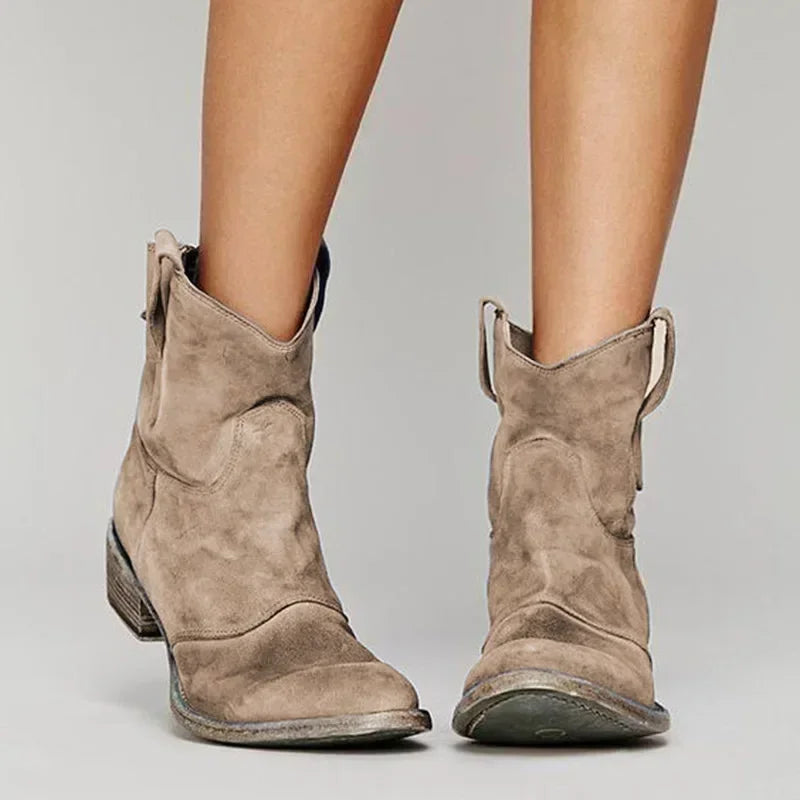 Vintage-Style Cowboy Ankle Boots with Embroidered Detail 0