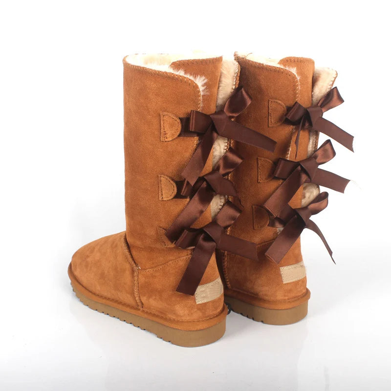 Women's Lace-Up Mid-Calf Boots with Flat Rubber Sole 0