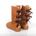 Women's Lace-Up Mid-Calf Boots with Flat Rubber Sole 0